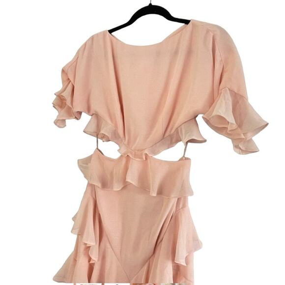 Fame and Partners Marissa Ruffle Maxi Dress Pale Pink Lined Boho Size 2 NWT - Picture 3 of 10